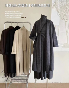 Combinaison <span class=keywords><strong>pantalon</strong></span> en tricot <span class=keywords><strong>kaki</strong></span> pour <span class=keywords><strong>femme</strong></span> avec bordure en dentelle épaisse, col rond mi-long, idéale pour l'automne - Product Image 4