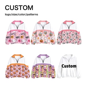 Sudadera de Halloween para niñas con estampado de calavera y lazo, manga con bloques de color, jersey informal para uso diario, pedido al por mayor - Product Image 1