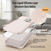 Coque de téléphone en silicone liquide magnétique pour 16 17 18 Pro Max, avec anneau métallique pour l'appareil photo, antichoc, protection à 360 degrés