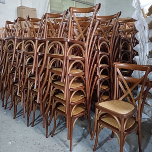 Silla de Comedor de Madera Maciza de Alta Calidad al Mejor Precio, Silla con Respaldo Cruzado y Asiento de Ratán - Product Image 2