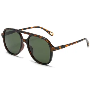 2025 Venta caliente UV400 lente diseñador logotipo personalizado Unisex rojo PC cuadrado doble haz gafas de sol fuerte bisagra a prueba de viento - Product Image 1