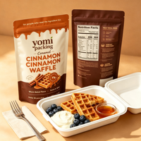 Sachet Doypack en plastique imprimé personnalisé, laminé, de qualité alimentaire, refermable à fermeture éclair, pour mélange de crêpes, gaufres, poudre de farine et poudre de gâteau