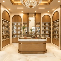 Agencement de magasin de bijoux et montres de luxe : personnalisation complète de la pièce, vitrine en verre, présentoir à bijoux, décoration de magasin
