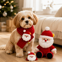Ensemble écharpe en peluche de Noël, écharpe tricotée Père Noël, jouet en peluche doux, accessoire pour animaux de compagnie, coffret cadeau
