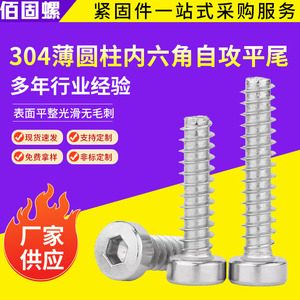 304 Stainless Steel Cylindrical Head Internal Hex Socket Self Tapping Screws M4 M5 M6 Metric Grade A Construction Industry - Product Image 5