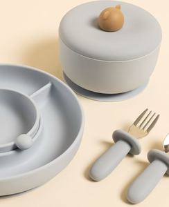 ชุดจานชามซิลิโคนสำหรับเด็กหัดเดินชุดรับประทานอาหาร - Product Image 6