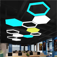 Lumière de travail pour le detailing automobile en nid d'abeille, lumière LED hexagonale pour plafond, bureau, garage, salle de sport, magasins, lustre noir