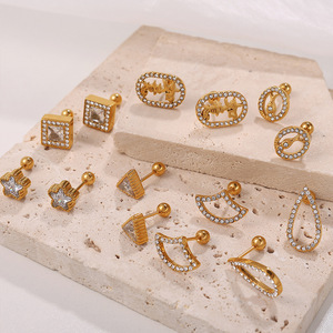 Pendientes Geométricos de Aleación de Zinc con Engaste de Bisel, Joyería de Moda para Fiesta, Diseño de Cubo Irregular, Pendientes para Mujer - Product Image 1