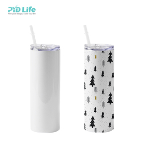 PYD Life En gros Gobelet isotherme 20oz en acier inoxydable, fin, sans soudure, droit, vierge pour sublimation, personnalisable avec logo, avec couvercle et paille - Product Image 3