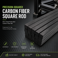 Barre carrée en fibre de carbone solide pultrudée de 8 mm Precision-Squared pour jig et cadre de machine