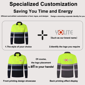 Áo Polo phản quang màu xanh lá cây chất lượng cao, tay dài, an toàn, dành cho công việc, bán buôn Yolite Trung Quốc, in logo tùy chỉnh - Product Image 5
