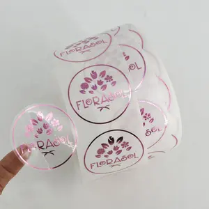 customized printing custom clear plastic round gold foil stickers roll logo label package seal sticker with logo