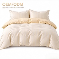 Ensemble de literie en coton 100% uni, 4 pièces, housse de couette tissée, drap, taie d'oreiller, 300TC, literie pour la maison