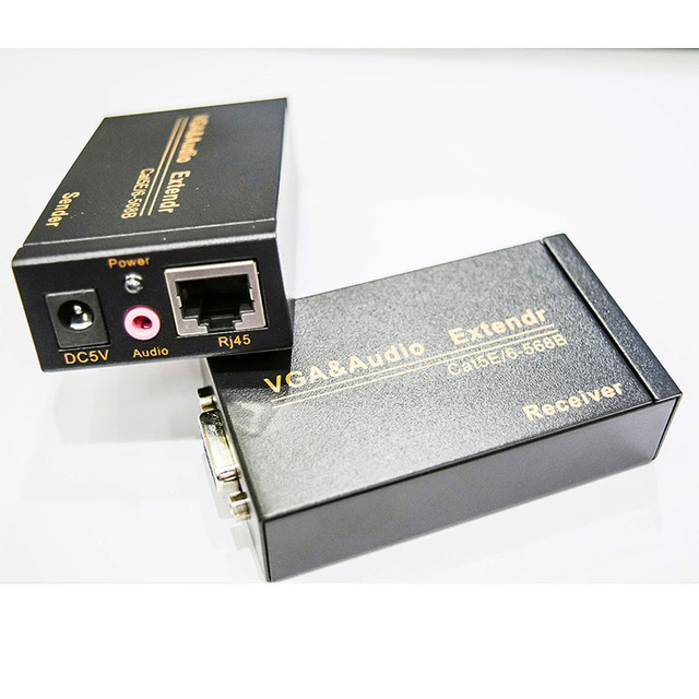 100M VGA Extender with Audio Signal Over RJ45 Cat5/6 UTP Network Cable 1080P Computer Application in Stock