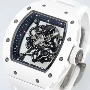 Reloj mecánico de hombre de alta gama RM055, de cerámica blanca, totalmente esqueletizado, ultraligero, con forma de barril, para uso casual y de negocios. - Product Image 3