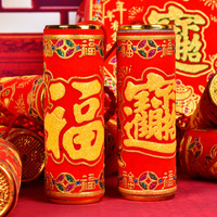 Décoration du Nouvel An chinois, pétards rouges avec pompon rouge et nœud décoratif