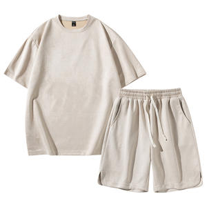 TZT101 Custom Logo <b>Men's</b> O-Neck Short Sleeves Suede T-<b>Shirt</b> 240 gsm Heavyweight Printed Embroidery Graphic Solid Design - Product Image 1