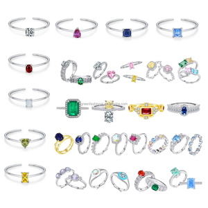 Set di Anelli Regolabili in <span class=keywords><strong>Argento</strong></span> Sterling S925 con Diamanti Naturali, Design a Fiore, Farfalla, Panda e <span class=keywords><strong>Serpente</strong></span> - Product Image 5