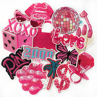 Nouvelles Broderies Thermocollantes 3D Scintillantes en Chenille, Motifs Cœur, Fleur et Léopard, Série Rose Mignonne, avec Décoration Logo pour Chapeaux