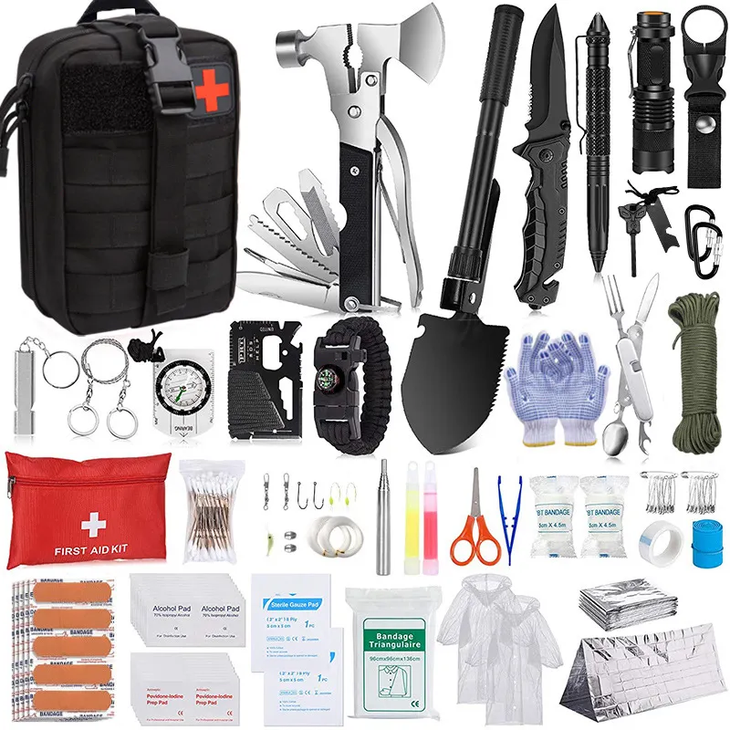 232 pcs Professional Survival GearTactical First Aid Kit Bag SOS Emergency Survival Gear Bag Outdoor Survival Kit