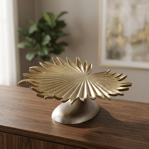 Modern Luxe Serving Gold Aluminum Palm Leaf Decorative <b>Stand</b> for Home Decoration Jaffsexports JE509 - Product Image 5