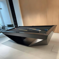 Moderner 2-in-1 Billard- & Tischtennistisch 8FT Massivholz-Schieferplatte Poolbillard mit Queue Familien-Spaßzentrum
