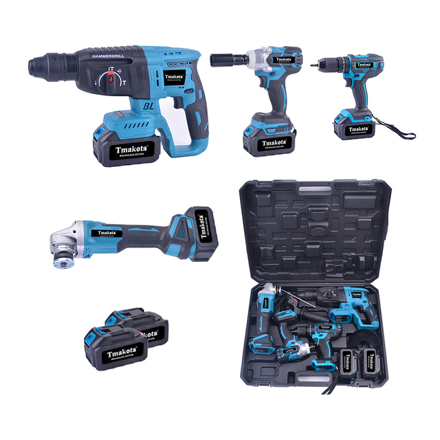 Professional Cordless Power Tool Combo Set Hand Multi Lithium Battery Electric Tools Set for Hammer Drill Wrench Angle Grinder