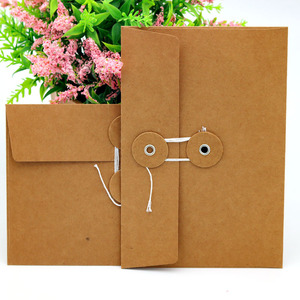 Enveloppes à cordes Enveloppe en papier <span class=keywords><strong>kraft</strong></span> avec ficelle et botton - Product Image 4