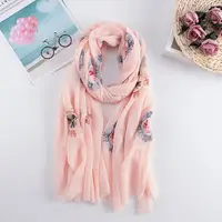 Новый Модный Цветочный вышитый шарф Мусульманский Хиджаб хлопковый шарф женский молитвенный мгновенный Хиджаб Женский шарф