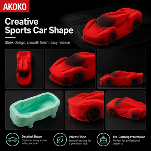Moule en silicone AKOKO 3D pour voiture de sport, qualité alimentaire, antiadhésif, pour chocolat, crème glacée, <span class=keywords><strong>d</strong></span>écoration de gâteaux <span class=keywords><strong>d</strong></span>'<span class=keywords><strong>anniversaire</strong></span>, DIY - Product Image 5