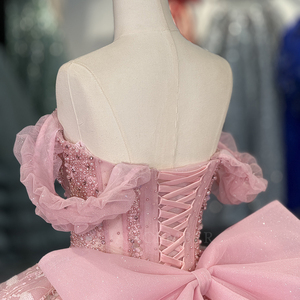Dy6926 Vestido de Gala de Lujo con Lentejuelas y Cristales, Apliques, Hombros Descubiertos, Cola Capilla, para Fiesta de Quinceañera y Dulces 16 - Product Image 3
