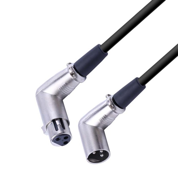 ABCCABLS 3-Pole Right Angle XLR Male Female Gold-Plated Microphone Cable 90 Degree Connector PVC Jacket Braid for USB Devices