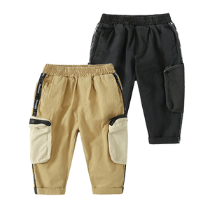 Printemps Nouveau Pantalon <span class=keywords><strong>Cargo</strong></span> Garçons Grandes Poches Bande Élastique Mi-Taille Pantalon Décontracté Tendance Coton Couleur Unie Grande Taille pour Enfants - Product Image 6