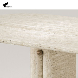 Tostone thanh lịch tự nhiên travertine hình bầu dục màu be trắng bên bảng cho phòng ngủ thời trang căn hộ trang trí nội thất - Product Image 4