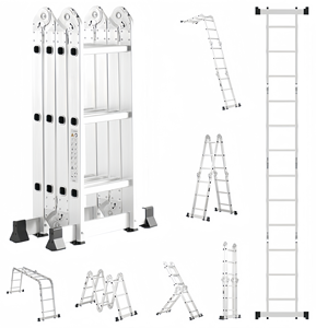 <span class=keywords><strong>Échelle</strong></span> pliante multifonction en aluminium avec roulettes portables, pliable - Product Image 2