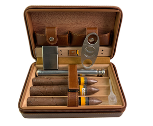 Humidor de Cigarros de Cuero Estilo Americano, Portátil, para Viaje, Estuche para 4 Cigarros, de Madera de Cedro, Resistente a la Humedad, Ecológico, con Encendedor - Product Image 5