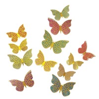 Décalcomanies murales papillon 3D, 3 tailles, double couches, stickers muraux papillon pour mariage, décoration de salle de spectacle, cadeau de bricolage