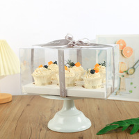 Boîte à gâteau carrée en carton simple couche, transparente, épaissie, avec doublure plastique, pour pâtisserie, qualité alimentaire, estampage
