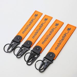 Porte-clés tissé personnalisé avec logo d'entreprise technologique et clip métallique pour cadeaux promotionnels, salons professionnels et conférences - Product Image 1