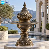Vase rituel en bronze orné, sculpture en laiton et cuivre finition antique, art décoratif personnalisé pour hôtel, jardin, cour, place publique