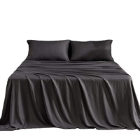 Ensemble de literie en bambou biologique 100% naturel gris foncé