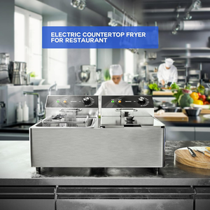 خزانات ، مقلاة عميقة 6 لتر + 6 لتر ، مقلاة عميقة ، مقلاة كهربائية صناعية عميقة - Product Image 4