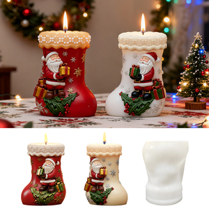 DM1294 <strong>Christmas</strong> Socks Aromatherapy Candle <strong>Silicone</strong> Molds Xmas Boots Soy Wax <strong>Silicone</strong> <strong>Mould</strong> for Home Desk Ornament - Product Image 1