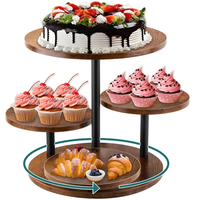Charmant support à gâteau rond en bois écologique à plusieurs niveaux avec quatre étages pour les fêtes et les mariages, taille personnalisée disponible