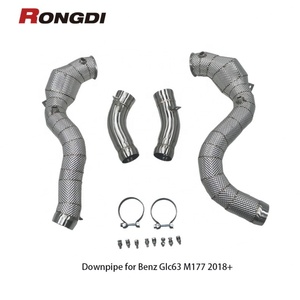 ท่อดาวน์ไปป์สำหรับ Mercedes-Benz Glc63 M177 AMG ปี 2018+ แบบมีแคท พร้อมแผ่นกันความร้อน ท่อไอเสีย - Product Image 1
