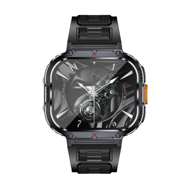 2.0" TFT AMOLED Smart Watch 410mAh Battery BT Call Health Monitoring Waterproof Men Outdoor Sports Smartwatch with Flashlight