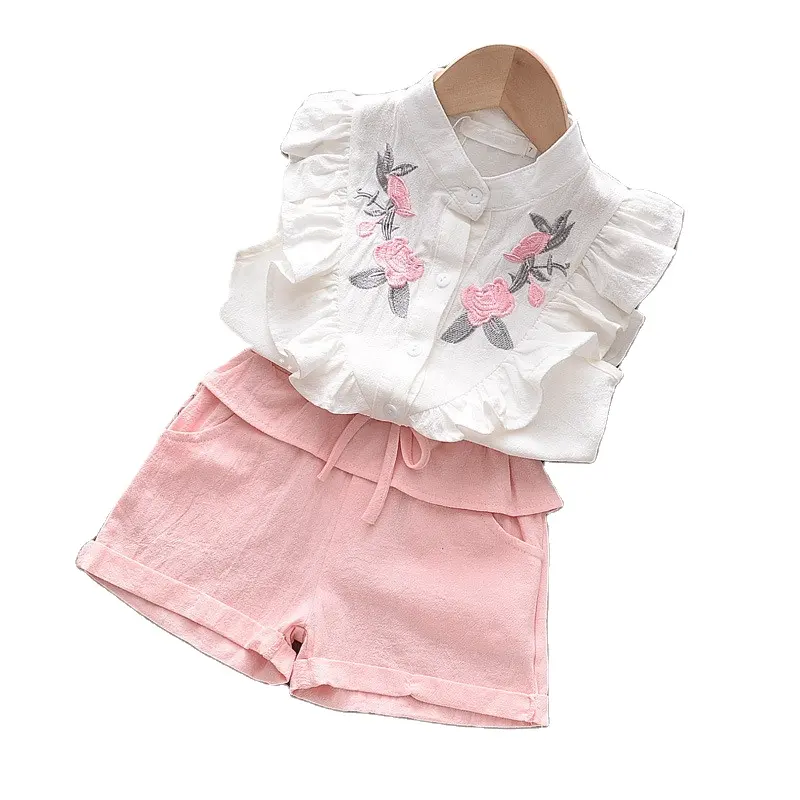 New INS Hot Sale Baby Girls Summer Shorts Clothing Suit Exquisite Embroidery Design