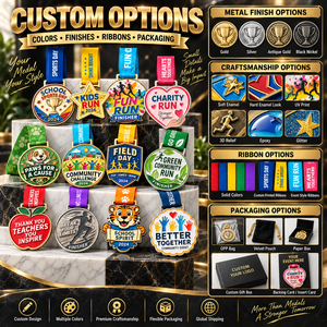 Medaglia Sportiva Personalizzata in Lega di Zinco Smaltata con Nastro per Eventi Scolastici, Beneficiosi, Maratone 5K, Logo Personalizzato, Vendita all'Ingrosso OEM - Product Image 4