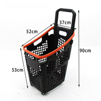 Panier de courses portable grande capacité en plastique PP avec roulettes, design attrayant, idéal pour supermarché