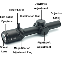 Lunette de visée télescopique de chasse HOWIE OPTIC 1-6X24SFP avec réticule en fibre optique gravé sur verre